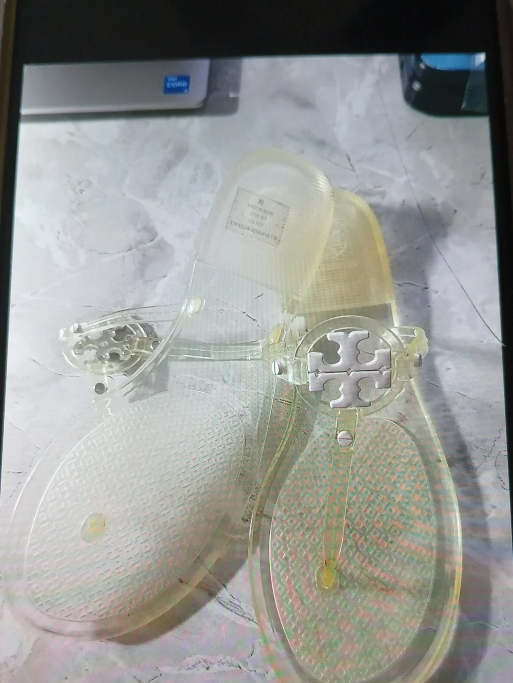 Tory Burch Womens Mini Miller Jelly Clear Slip-On Thong Sandals Size 9